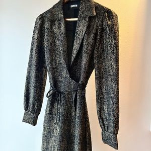 REFORMATION gold wrap mini dress